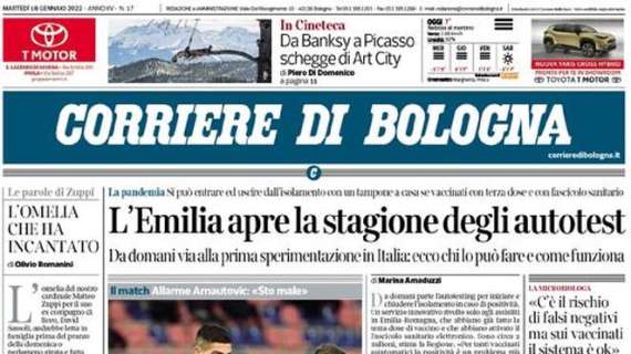L'apertura del Corriere di Bologna sulla gara col Napoli: "Doppio squillo Lozano"