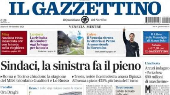 Il Gazzettino in apertura: “Il Venezia ritrova la vittoria al Penzo: Aramu stende la Fiorentina”