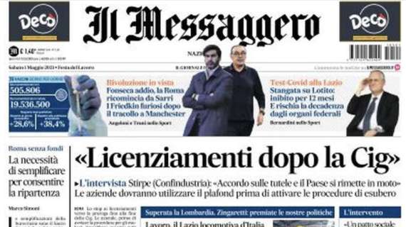 Il Messaggero: "Fonseca addio, la Roma ricomincia da Sarri: Friedkin furiosi dopo Manchester"