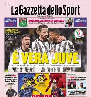 La prima pagina de La Gazzetta dello Sport sulla Coppa Italia: "È vera Juve"