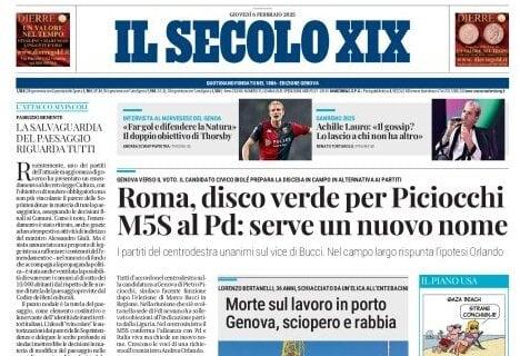 L'apertura di oggi de Il Secolo XIX su Thorsby: "Far gol e difendere la Natura"