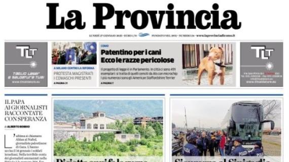 La Provincia in apertura: "Como bello e sprecone. Lasciati per strada quattordici punti"