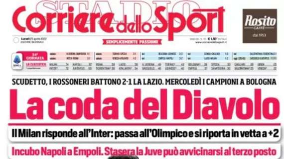 Il Milan sbanca l'Olimpico, l'apertura del CorSport: "La coda del Diavolo"