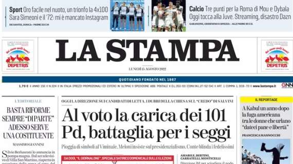 La Stampa: “Tre punti per la Roma di Mou-Dybala. Oggi la Juve. Streaming, disastro Dazn”