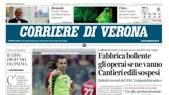 Il Corriere di Verona titola: "L'Hellas sfida i giallorossi. E l'arbitro sarà romano"