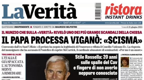 La Verità in prima pagina: "La Spagna domina un'Italia piccola piccola" 