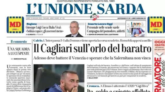 L'Unione Sarda in apertura: "Il Cagliari sull'orlo del baratro"