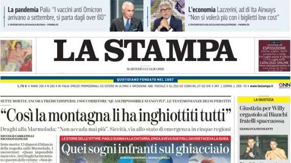 La Stampa titola in apertura questa mattina sul dopo Andrea Belotti a Torino: “L’eredità”
