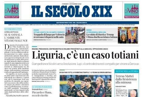 L'apertura de Il Secolo XIX sui rossoblù: "Il Genoa cade, i tifosi applaudono"