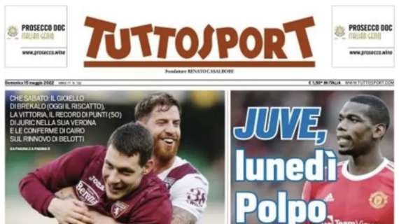 L'apertura di Tuttosport dedicata alle torinesi: "Godi Toro. Juve, lunedì Polpo"