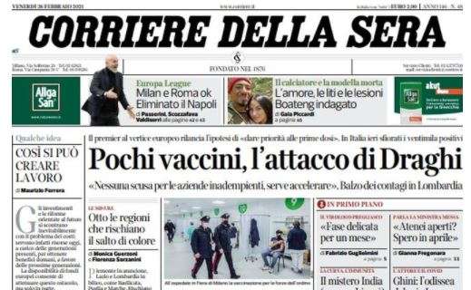 Il Corriere della Sera: "Milan e Roma ok. Eliminato il Napoli"