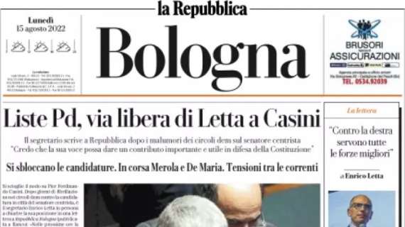 La Repubblica (Bologna) in apertura: "I rossoblù fanno e disfano, la Lazio ringrazia e vince 2-1"