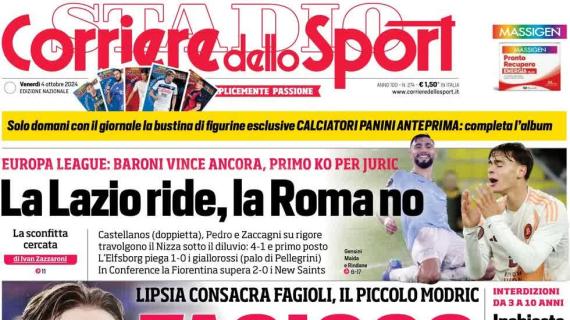 Prestazione da urlo a Lipsia. Il Corriere dello Sport esalta Fagioli in prima: "Fagioco"