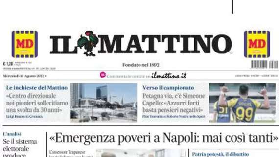 L'apertura de Il Mattino sul Napoli: "Petagna via, c'è Simeone"