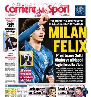 Il Corriere dello Sport apre con gli ultimi colpi rossoneri: "Milan Felix. Preso anche Sottil"