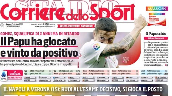 Garcia si gioca il posto a Verona, l'apertura del Corriere dello Sport: "Fifa e Arena"