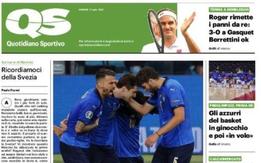 L'apertura del QS: "Vai Italia, vale come una finale"