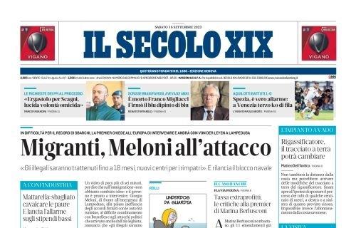 Il Secolo XIX in prima pagina: "Spezia, è vero allarme: a Venezia terzo ko di fila"