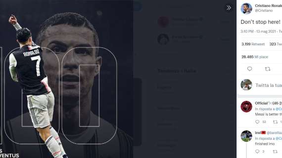 CR7, indizio sul futuro? Posta una foto per i 100 gol alla Juve e scrive: "Non mi fermo qui"