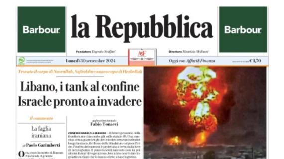 La Repubblica in taglio basso: "Battuto il Monza, il Napoli di Conte è già primo"