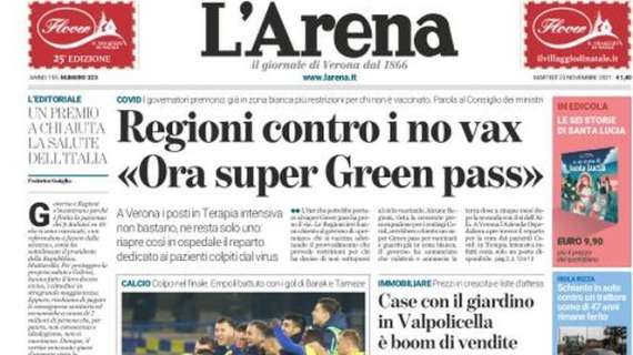 L’apertura de L’Arena sul trionfo del Verona: “Hellas senza limiti. È vicino alle grandi”