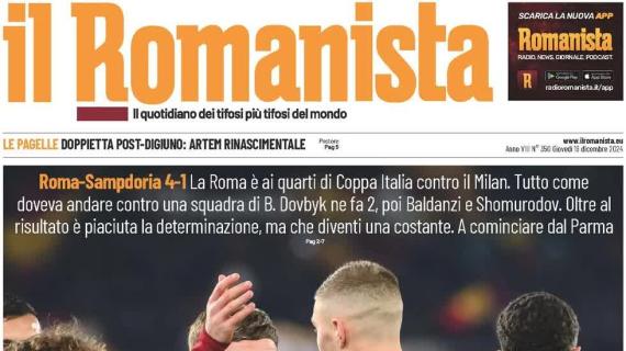 Il Romanista in prima pagina sulla vittoria giallorossa ai danni della Samp: "Doria in poi"