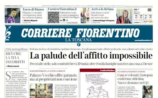 Il Corriere Fiorentino in prima pagina sulla Fiorentina: "Tocco di Bianco"