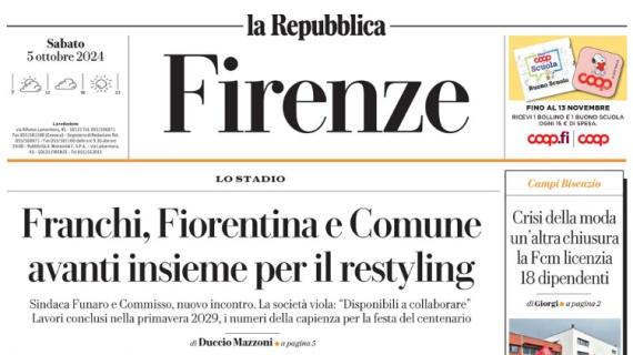 La Repubblica-Firenze: "Franchi, Fiorentina e Comune avanti insieme per il restyling"