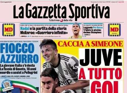 L'apertura de La Gazzetta dello Sport: "Juve, a tutto gol. Caccia a Simeone"