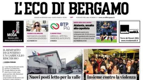 La prima pagina de L'Eco di Bergamo: "Atalanta, assalto alla capolista" 