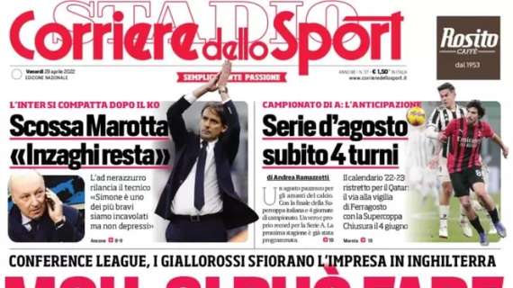 L'apertura del Corriere dello Sport sulla Roma in Conference: "Mou, si può fare"