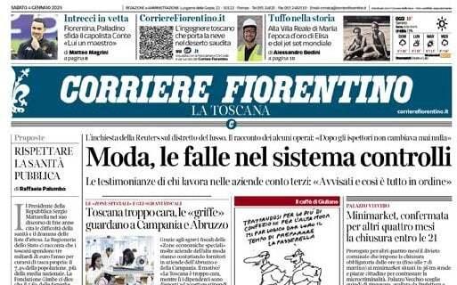 Il Corriere Fiorentino in prima pagina: "Palladino sfida il capolista Conte: 'Lui un maestro'"