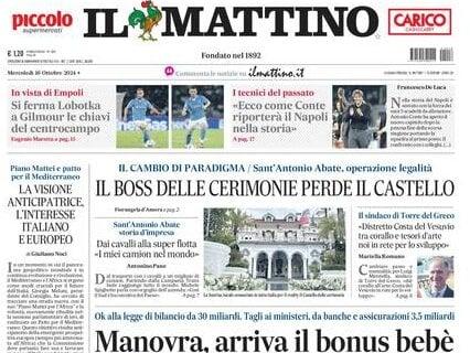 L'apertura de Il Mattino: "Si ferma Lobotka, a Gilmour le chiavi del centrocampo"