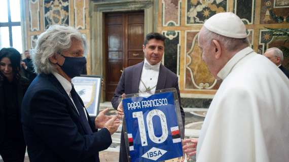 Papa Francesco ha ricevuto in Vaticano i dirigenti e i calciatori della Sampdoria