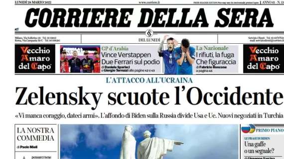 Il Corriere della Sera in apertura stamani sulla Nazionale: “I rifiuti, la fuga. Che figuraccia”