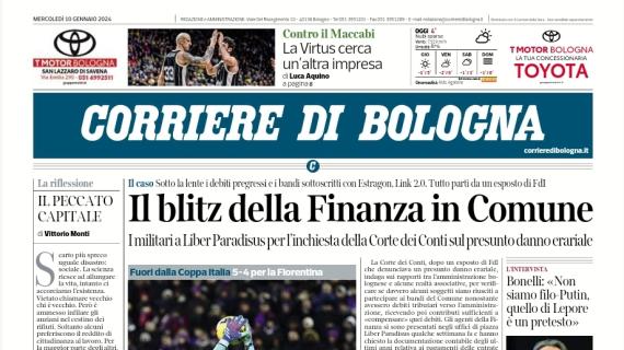 Il Corriere di Bologna titola sui rossoblù out in coppa: "Rigori fatali, sogno finito"