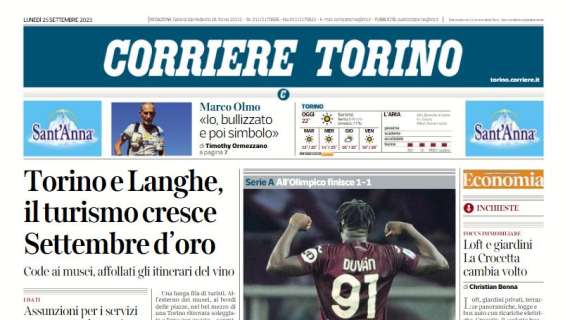 Il Corriere di Torino apre: "La prima volta di Zapata vale il pari contro la Roma"