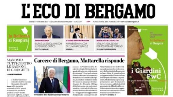 L'Eco di Bergamo in taglio alto: "Atalanta col Genoa per recuperare terreno"