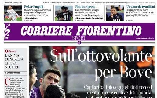 Il Corriere Fiorentino titola sulla vittoria della Viola: "Sull'ottovolante per Bove"