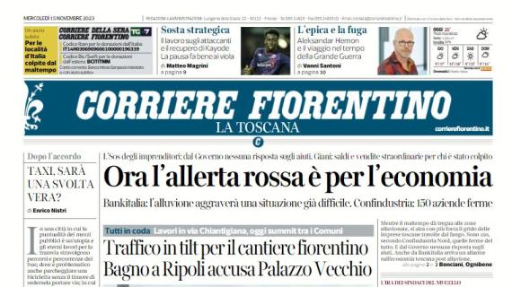 Il Corriere Fiorentino titola in prima pagina sui gigliati di Italiano: "Sosta strategica"