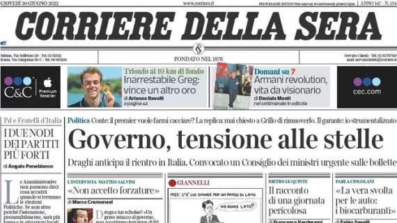 Il Corriere della Sera oggi in apertura sul ritorno di Lukaku all'Inter: “Rieccolo”