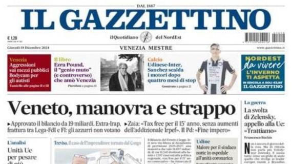 Stasera Inter-Udinese. Il Gazzettino Veneto: "Sanchez scalda i motori dopo 4 mesi di stop"