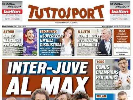 L'apertura di Tuttosport: "Inter-Juve al Max"