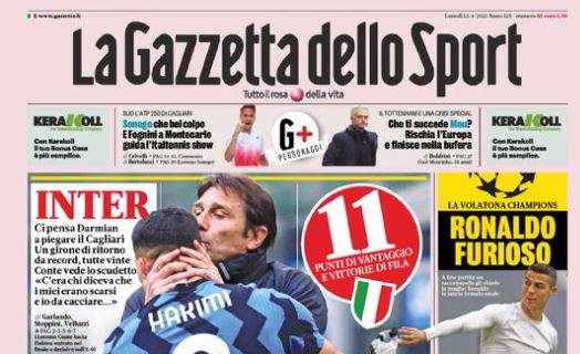 L'apertura de La Gazzetta dello Sport sull'Inter: "Saluti & baci"