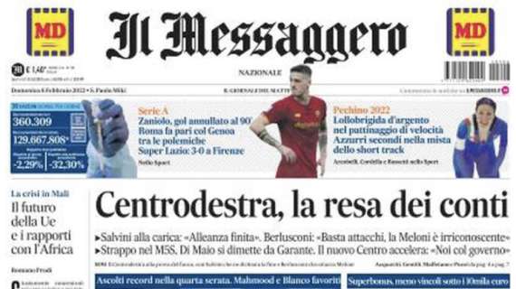 Il Messaggero: "Zaniolo, gol annullato al 90'. Roma fa pari col Genoa tra le polemiche"