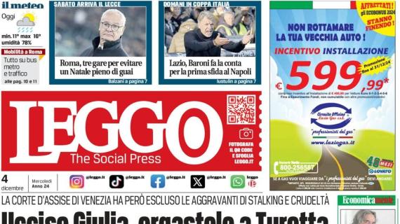 Leggo così in apertura: "Ranieri, tre gare per evitare un Natale pieno di guai"