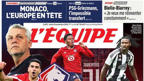 L'Equipe in apertura in vista della sfida alla Juventus: "Lille des Champions"