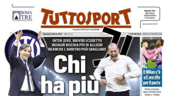 La prima pagina di Tuttosport sul derby d'Italia: "Chi ha più paura?"