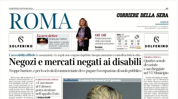 La prima pagina del Corriere di Roma: "Derby, emergenza Lazio in attacco"