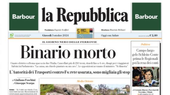 La Repubblica titola così: "Impresa Juve: ribalta il Lipsia in 10 e vince 3-2"